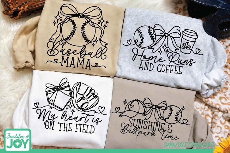 Baseball Mom SVG, 4 Coquette Bow Designs, Game Day cut files example image 1