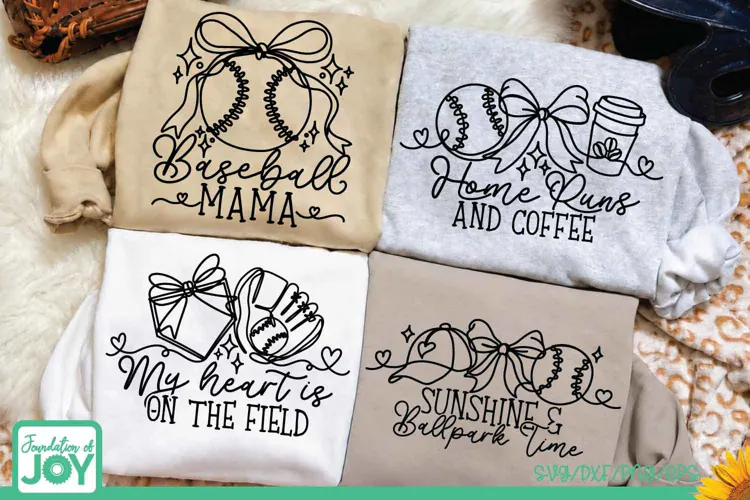 Baseball Mom SVG, 4 Coquette Bow Designs, Game Day cut files