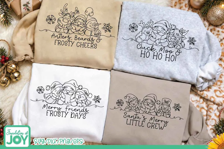 Christmas SVG Four Designs, 4 Cute Santa Christmas Designs