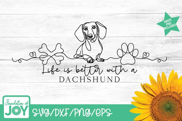 Life is better with a Dachshund svg, monoline drawing svg