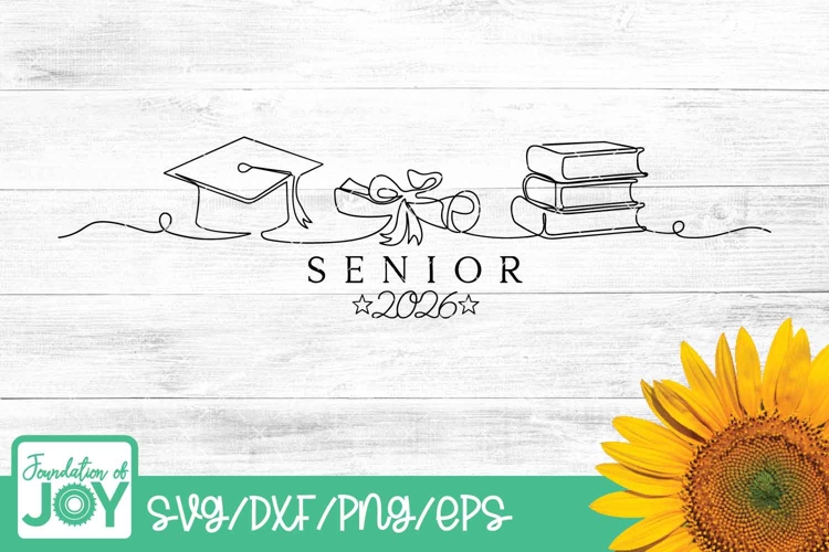 Senior 2026 svg, Continuous Line art