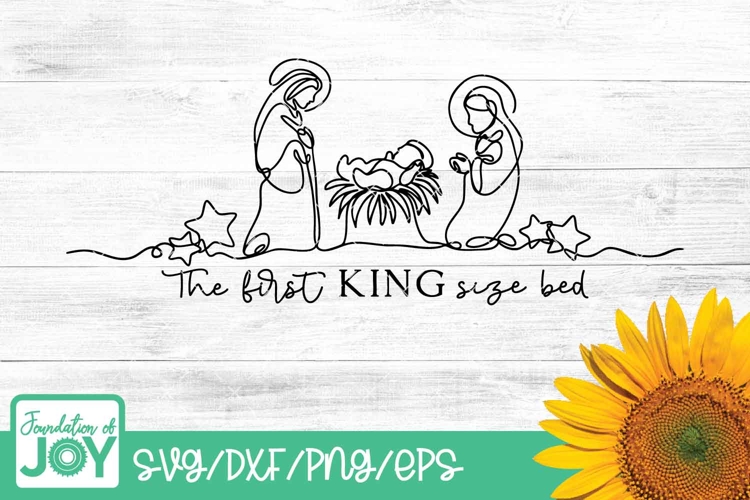 The First King sized bed svg, Continuous Line png, Nativity