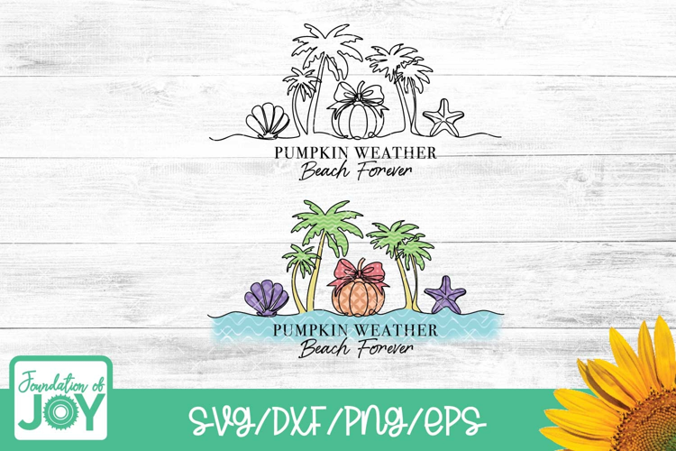 Pumpkin Weather Beach Forever svg, Continuous Line png