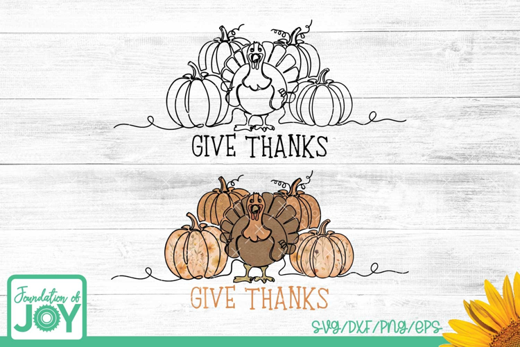 Give Thanks svg, Continuous Line art, Color svg, Turkey png