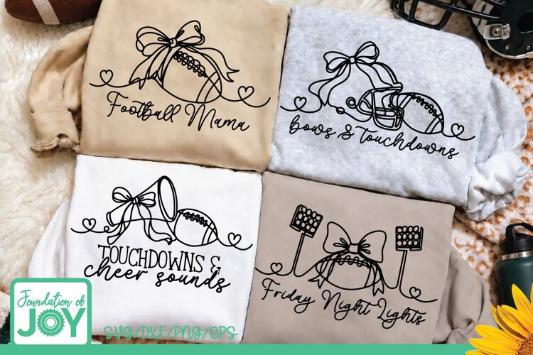 Football Mom svgs, Continuous Line art, 4 Football designs example image 1