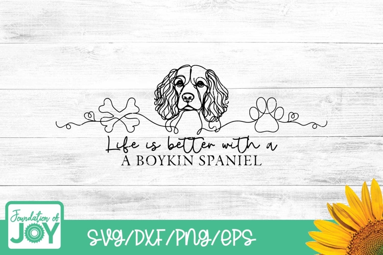 Life is better with a Boykin Spaniel, continuous line svg