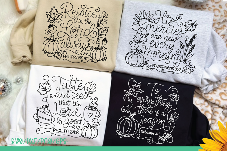 Fall Christian Bible Verses, Continuous Line svg, Rejoice pn
