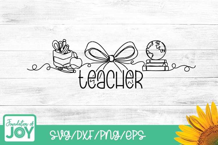 teacher svg, monoline art, teacher line art, apple svg