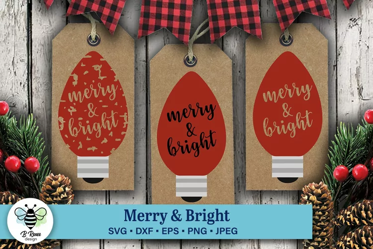 Merry and Bright Christmas SVG | 3 Variations