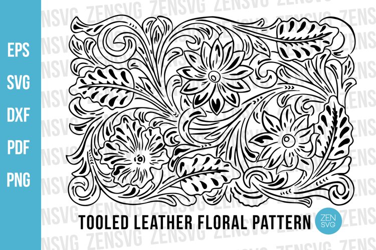 Tooled Leather Floral Pattern Cut File