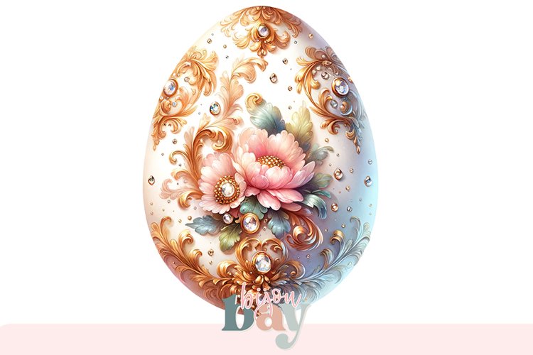 Ornate Floral Easter Egg Digital Art