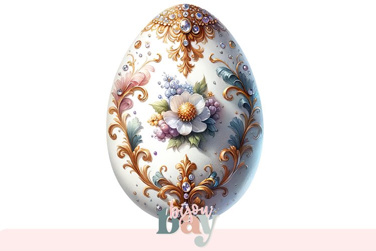 Decorative Floral Easter Egg Digital Print, Spring Wall Art