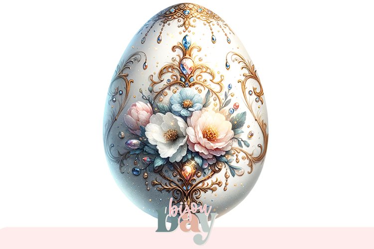 Easter Egg Digital Art Printable, Pastel Floral Ornament example image 1