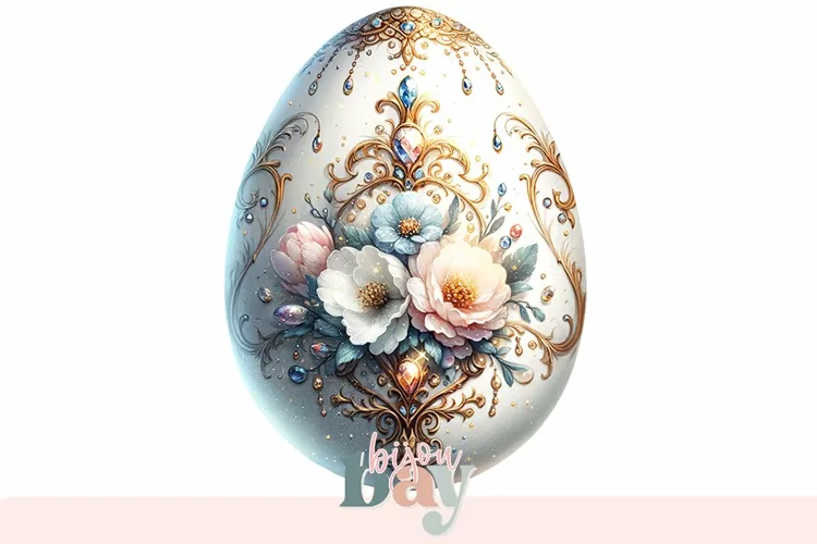Easter Egg Digital Art Printable, Pastel Floral Ornament