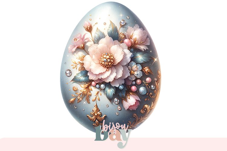 Spring Flowers Decorative Easter Egg Clip Art