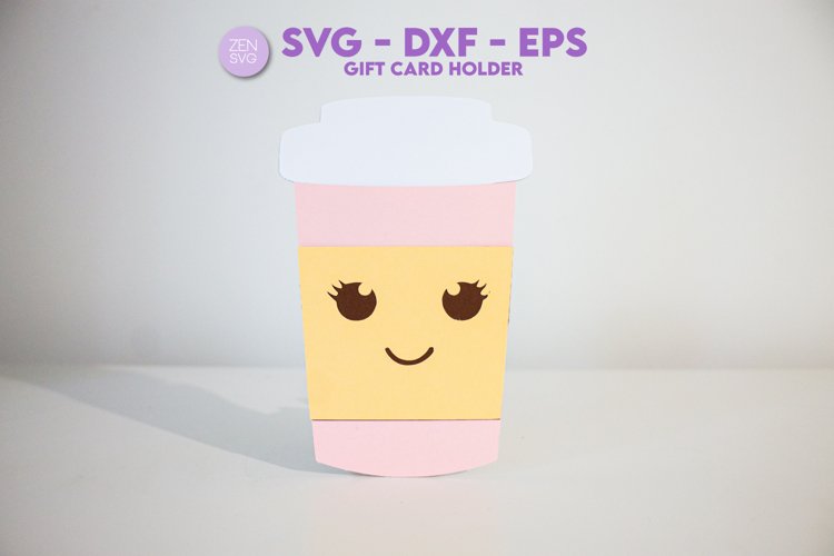 Coffee Cup Gift Card Holder SVG, dxf card holder template