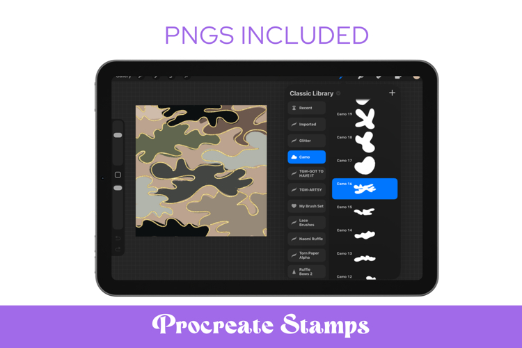 Camo Procreate Stamps