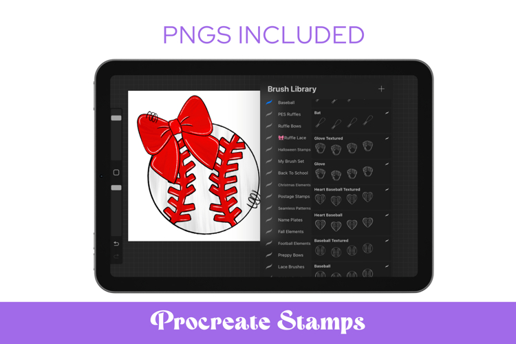Preppy Baseball Softball Procreate Stamps