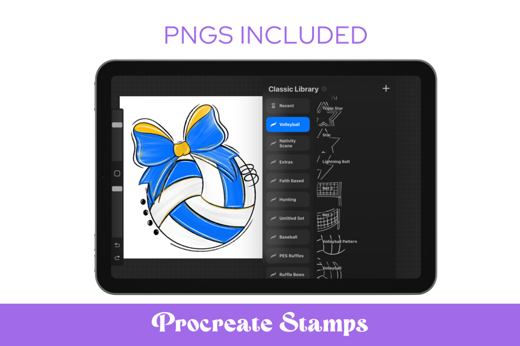 Preppy Volleyball Procreate Stamps