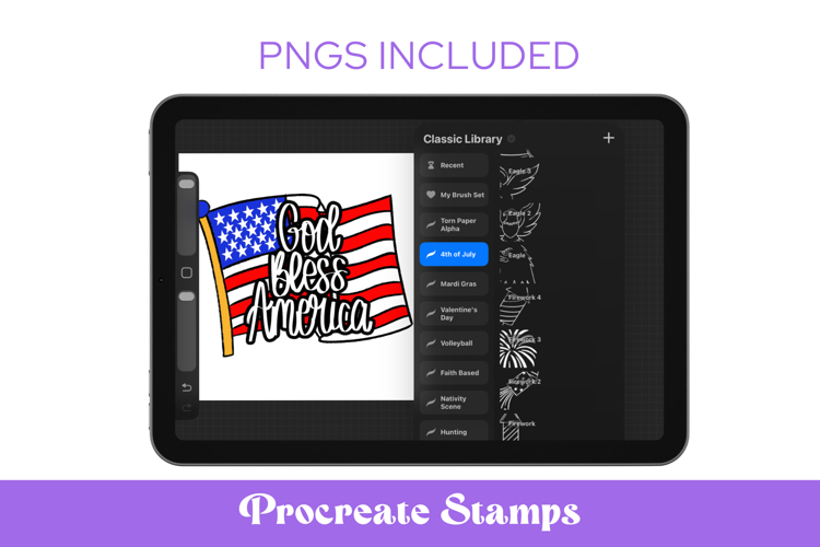 4th of July Procreate Stamps