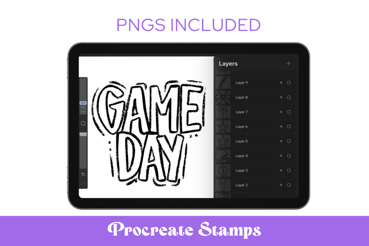 Preppy Football Procreate Stamps