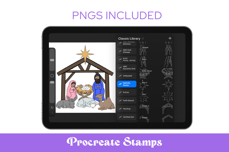 Nativity Scene Procreate Stamps