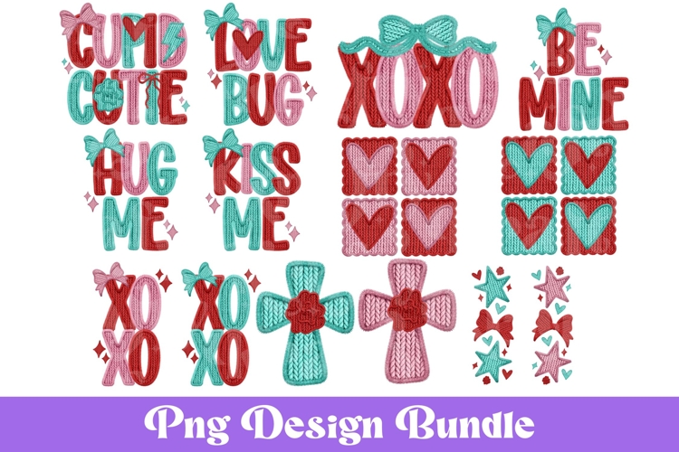 Faux Yarn Valentines Day PNG Bundle