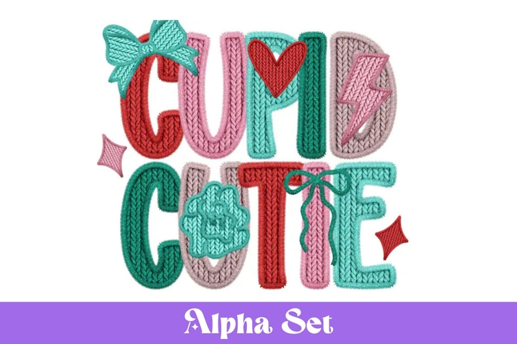 Valentines Day Alphabet PNG Bundle, Faux Yarn Clipart