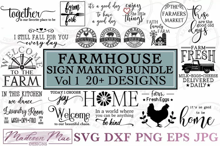 Farmhouse Sign Making Bundle - 20 Designs, Home Decor SVG