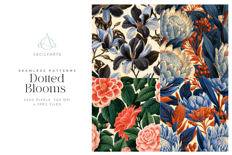 Dotted Blooms Seamless Floral Patterns