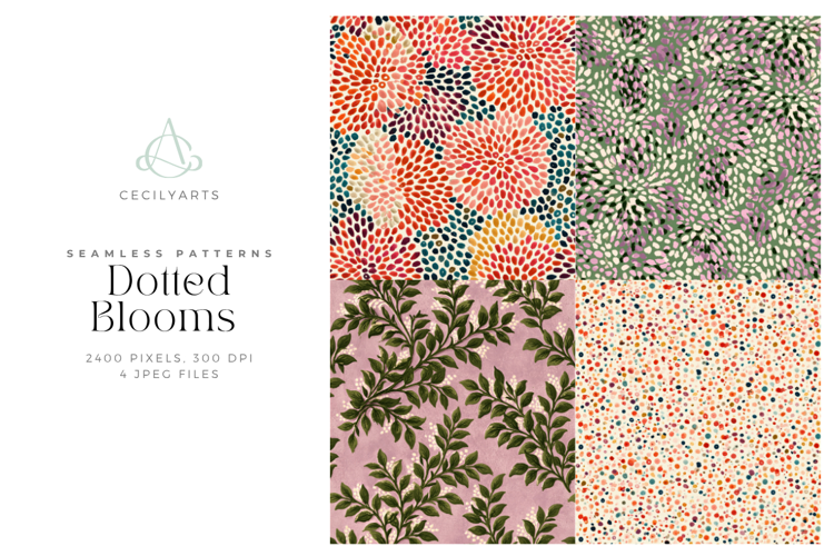 Dotted Blooms Seamless Floral Patterns