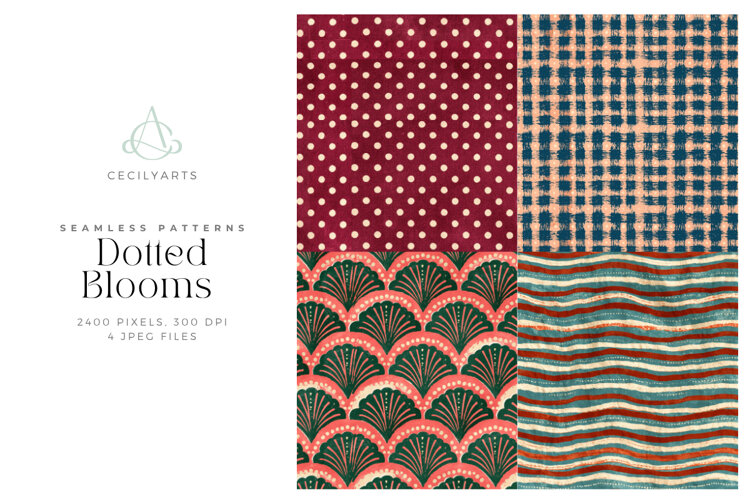 Dotted Blooms Seamless Floral Patterns example image 1