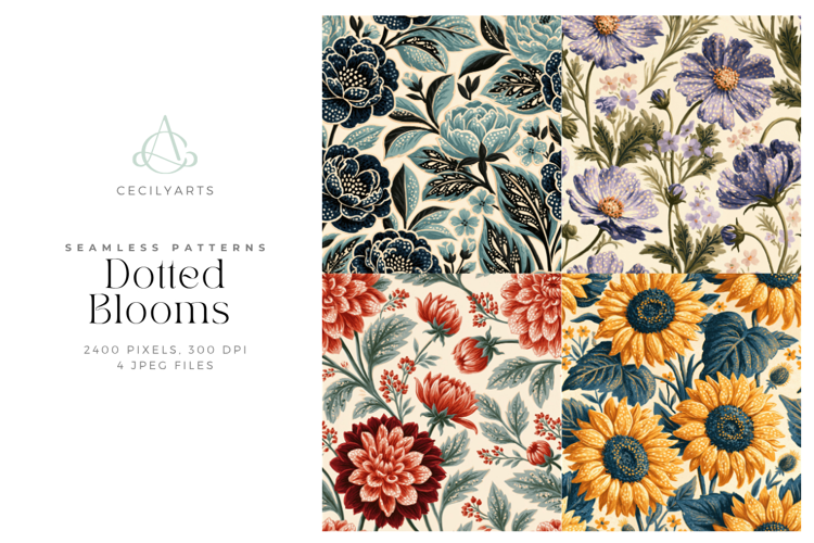 Dotted Blooms Seamless Floral Patterns
