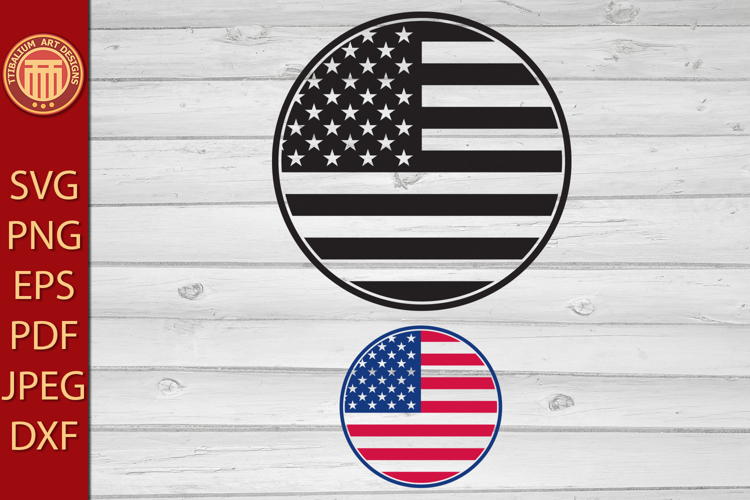 USA flag circle - eps, jpg, dxf, svg, pdf, png files