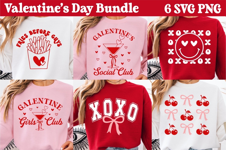 Valentine Bundle SVG PNG - Trendy Retro Galentines Day