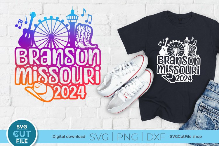 Infuse Branson Missouri charm into your wardrobe using this Cricut and Silhouette compatible SVG. Craft custom shirts and totes effortlessly.