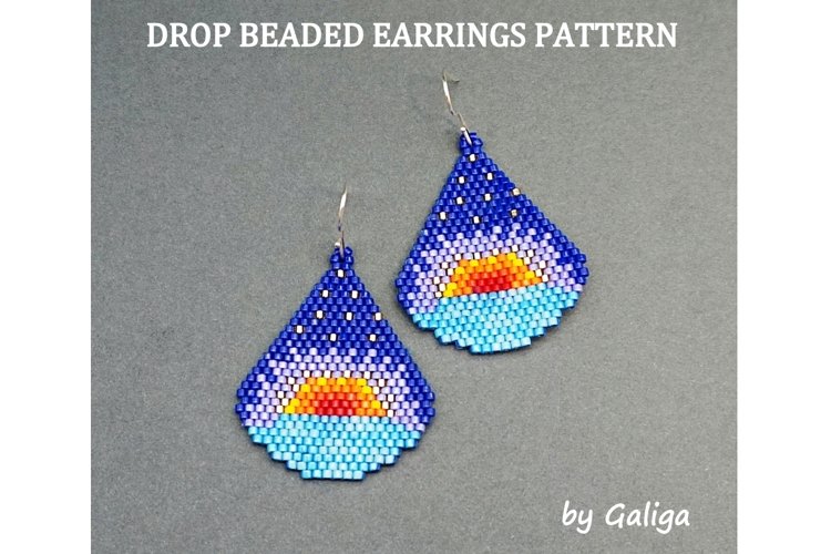 Ocean Sunset Beaded earrings pattern beading brick stitch