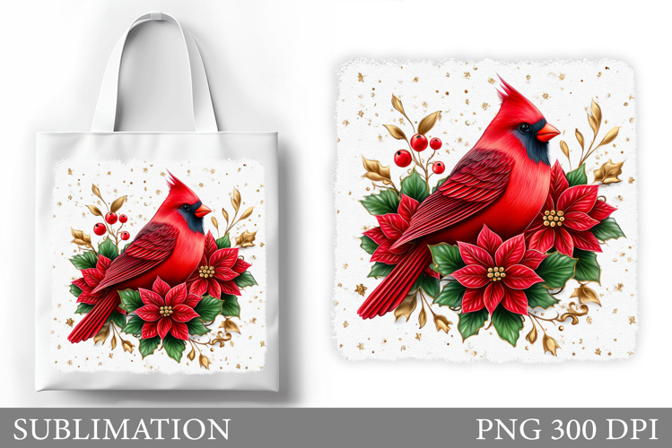 Christmas Cardinal Tote Bag. Christmas Tote Bag Design