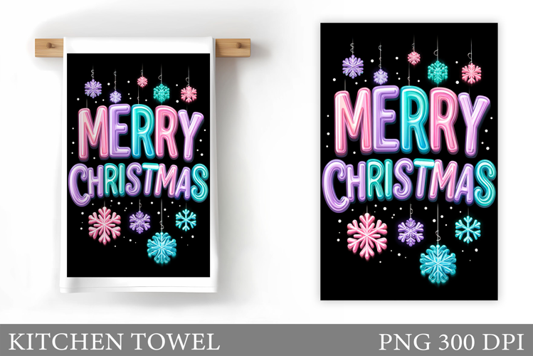 Iridescent Christmas Kitchen Towel. Christmas Sublimation