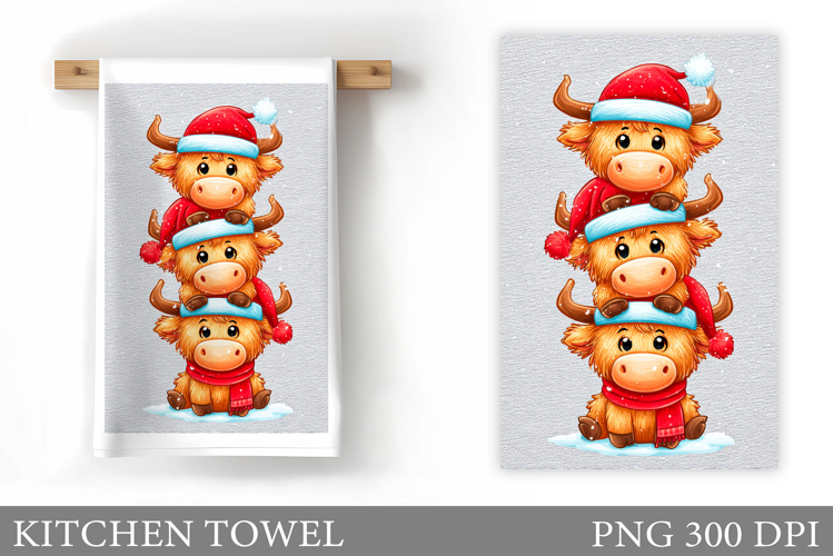 Christmas Cow Kitchen Towel Design. Christmas Kitchen Towel