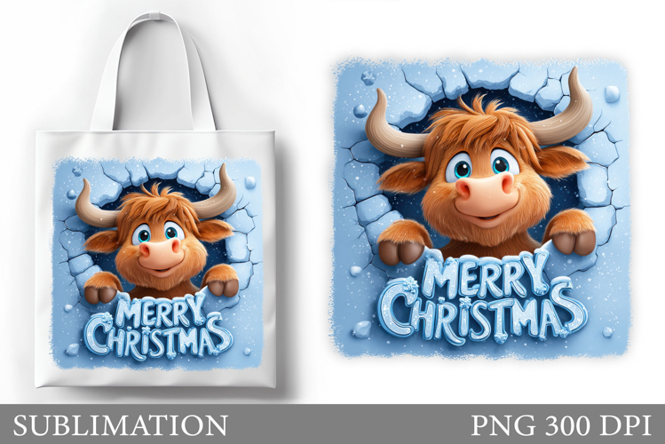 Christmas Cow Tote Bag. Christmas Tote Bag Sublimation