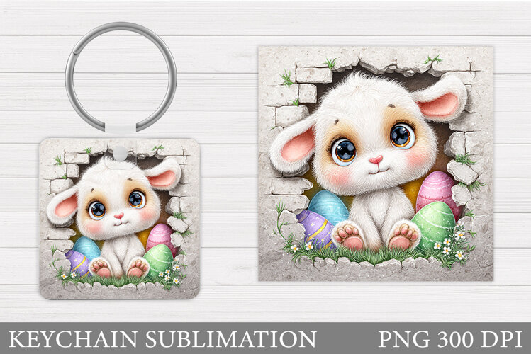 Easter Lamb Keychain Sublimation. Easter Keychain Design example image 1