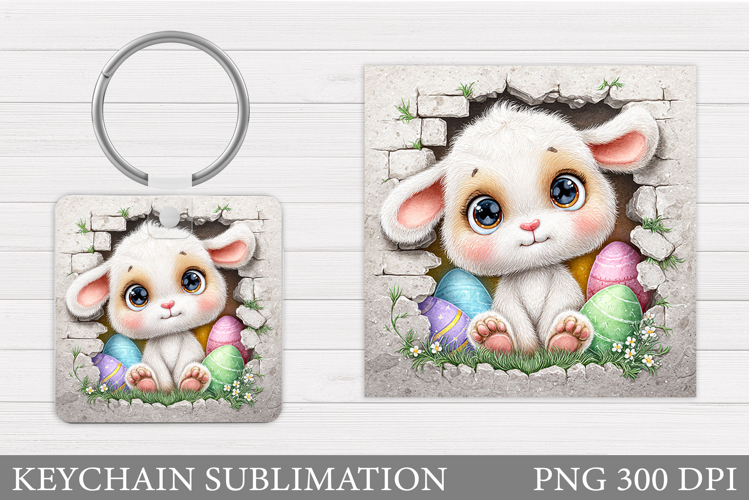 Easter Lamb Keychain Sublimation. Easter Keychain Design