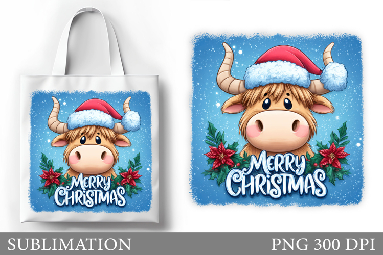 Christmas Cow Tote Bag. Christmas Tote Bag Sublimation