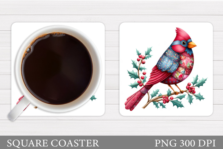 Cardinal Coaster Sublimation. Christmas Coaster Design