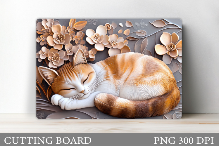 Cute Cat Cutting Board. Cat Flowers Cutting Board Design