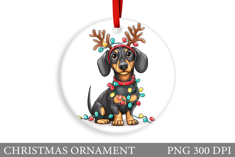 Dachshund Christmas Ornament. Christmas Ornament Sublimation