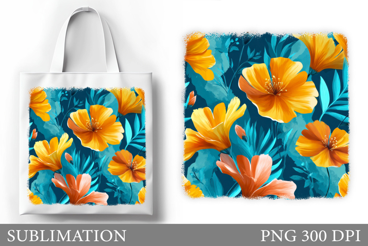 Flowers Tote Bag Design. Floral Tote Bag Sublimation