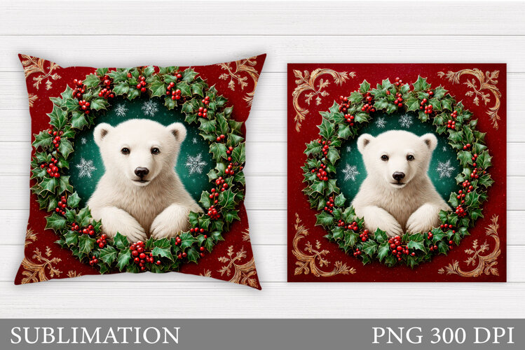 Polar Bear Sublimation. Polar Bear Pillow Design example image 1