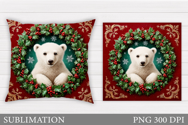 Polar Bear Sublimation. Polar Bear Pillow Design
